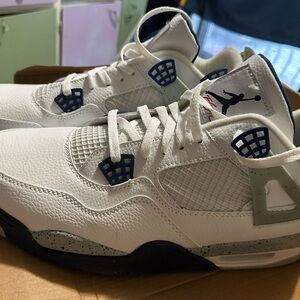 Jordan Men’s White and Navy Leather Sneakers